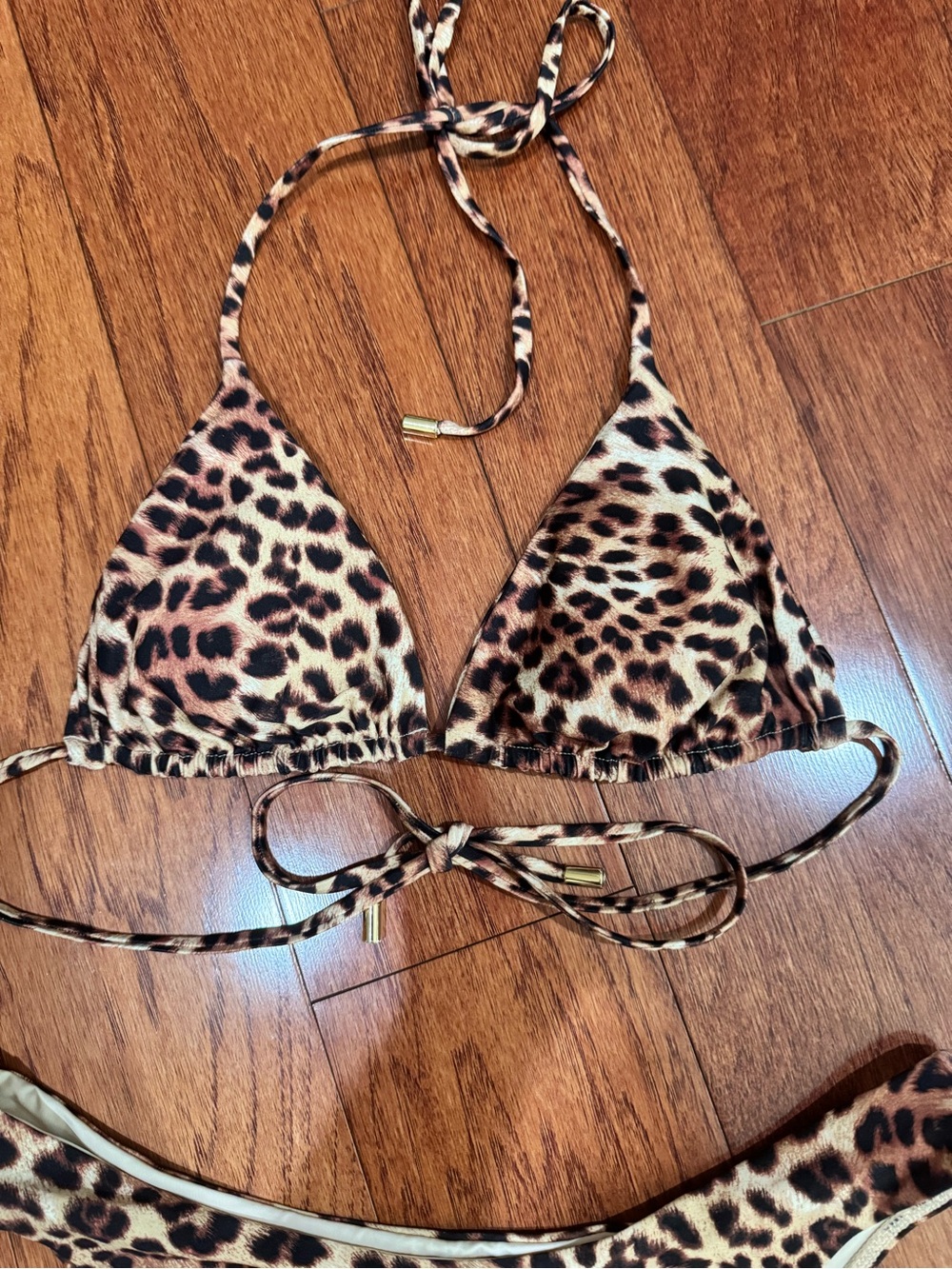 Monday Swimwear Leopard Print Triangle Bikini Set - Size L - Picture 3 of 5